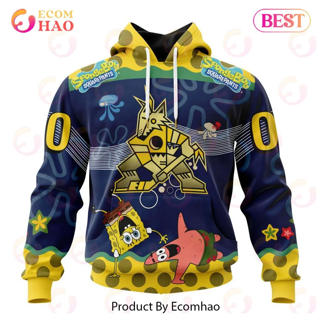 Arizona Coyotes Specialized Jersey With SpongeBob 3D Hoodie, Zip Hoodie, Man - Women, Warm, Premium Quality HZ0501