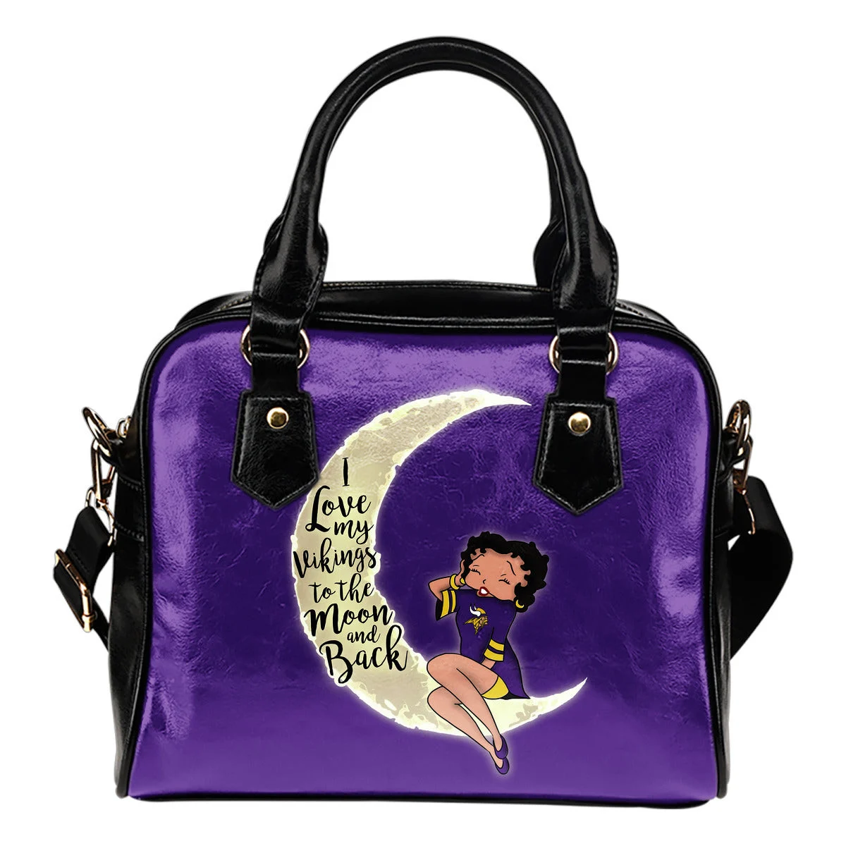 BB I Love My Minnesota Vikings To The Moon And Back Shoulder Handbags Women Purse Sb0801