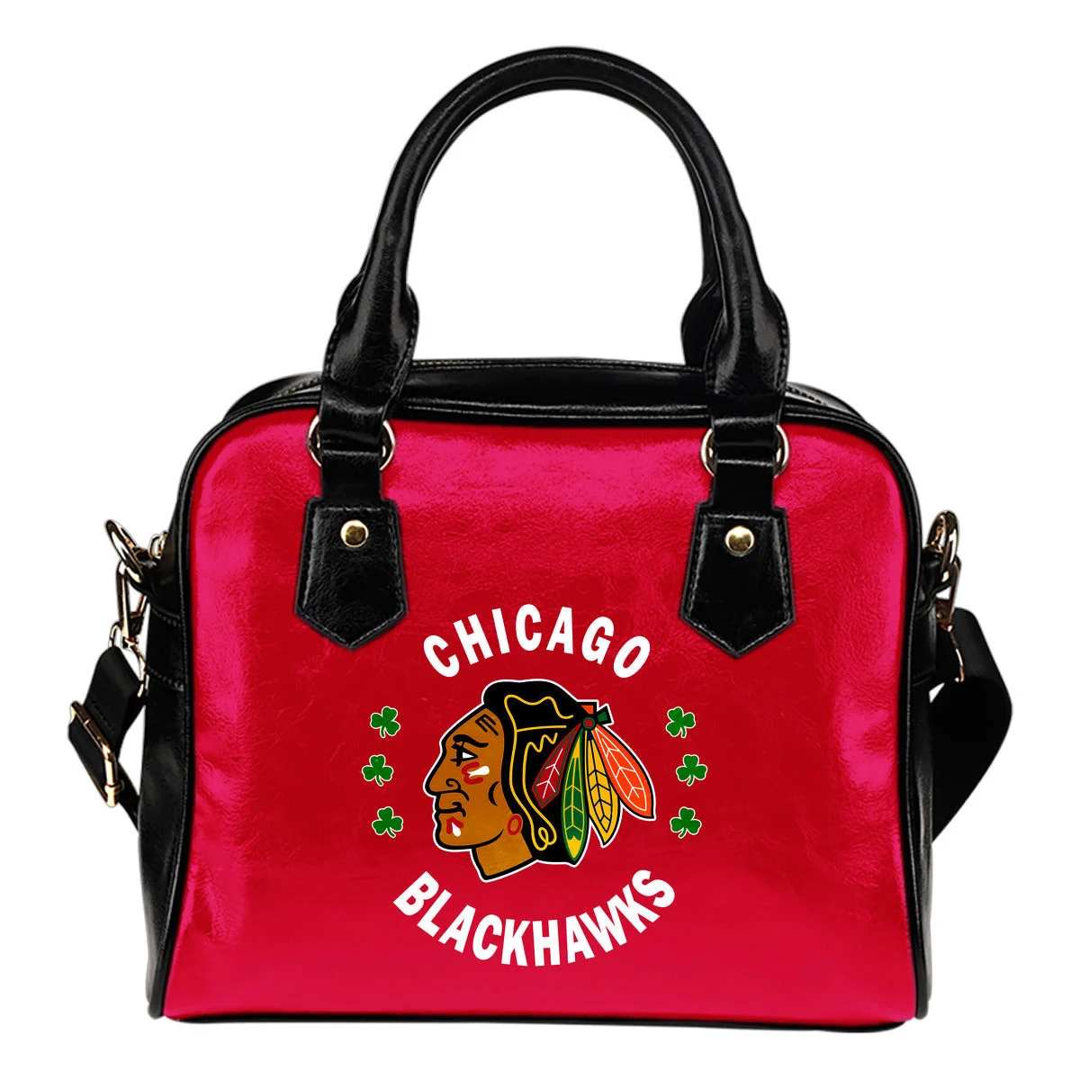 Central Beautiful Logo Circle Lucky Leaf Chicago Blackhawks Shoulder Handbags Sb0801