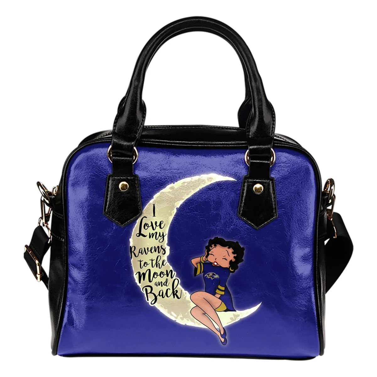 BB I Love My Baltimore Ravens To The Moon And Back Shoulder Handbags Women Purse Sb0801