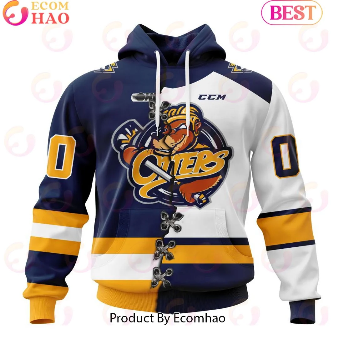 Custom OHL Erie Otters Mix Home And Away Jersey Personalized Letters Number Hoodie, Zip Hoodie, Man - Women, Warm, Premium Quality HZ0501