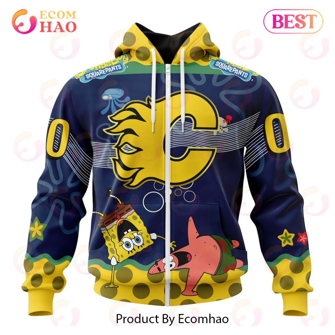 Calgary Flames Specialized Jersey With SpongeBob 3D Hoodie, Zip Hoodie, Man - Women, Warm, Premium Quality HZ0501