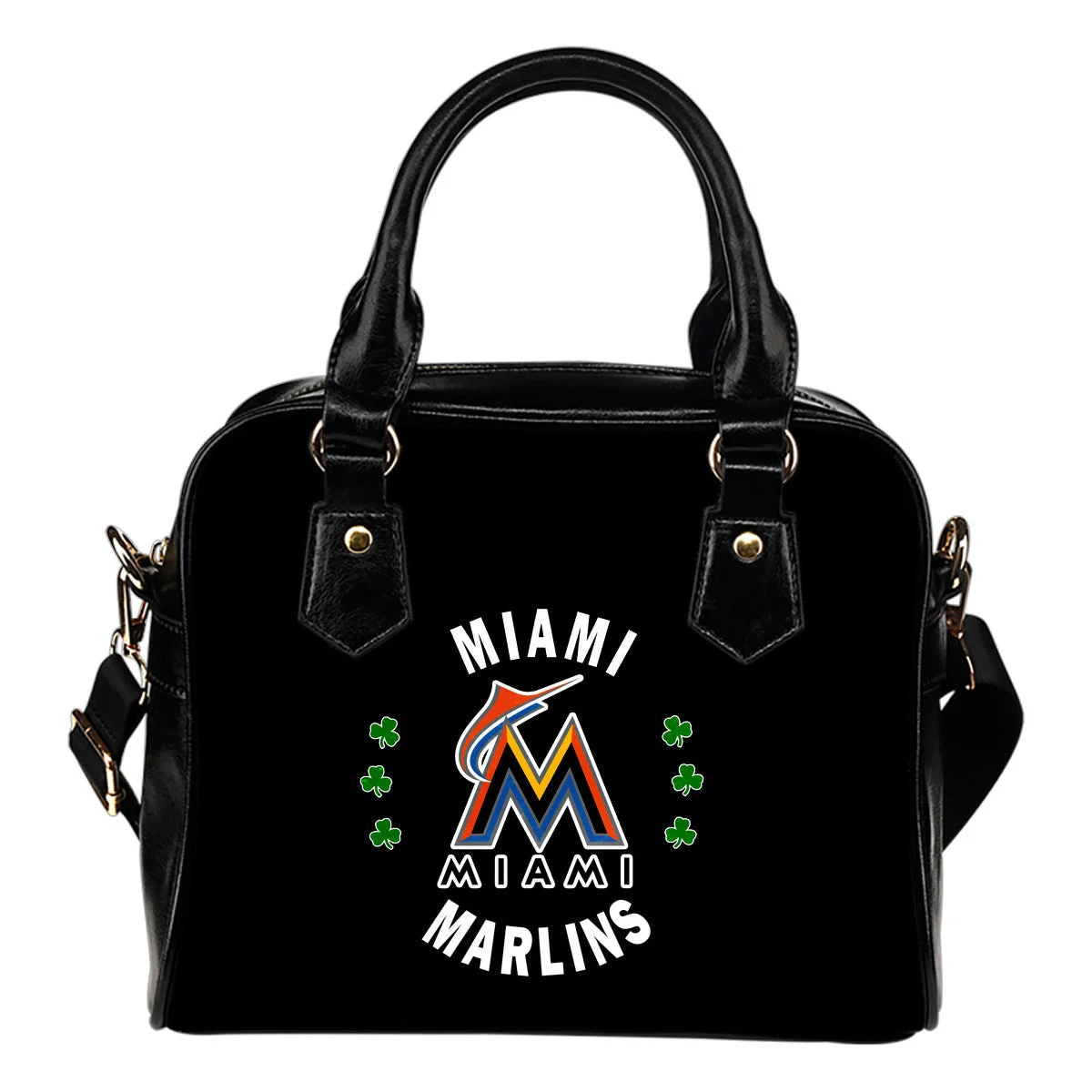 Central Beautiful Logo Circle Lucky Leaf Miami Marlins Shoulder Handbags Sb0801