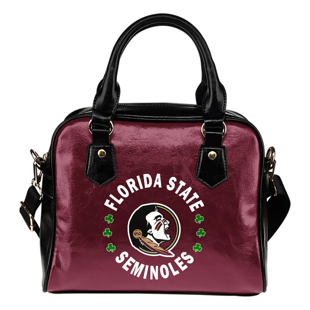 Central Beautiful Logo Circle Lucky Leaf Florida State Seminoles Shoulder Handbags Sb0801