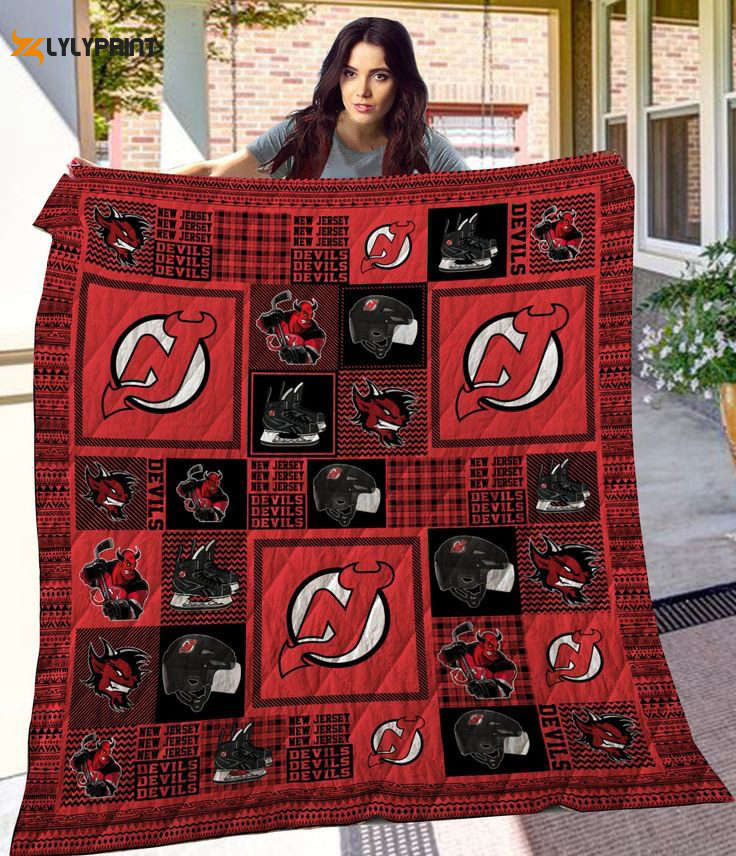 New Jersey Devils Quilt Blanket For Fans Home Decor Gift , Soft Quilt, King Size, All Season Cozy Quilt QB0901