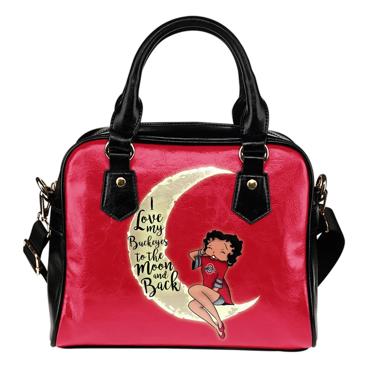 I Love My Ohio State Buckeyes To The Moon And Back Shoulder Handbags Women Purse Sb0801