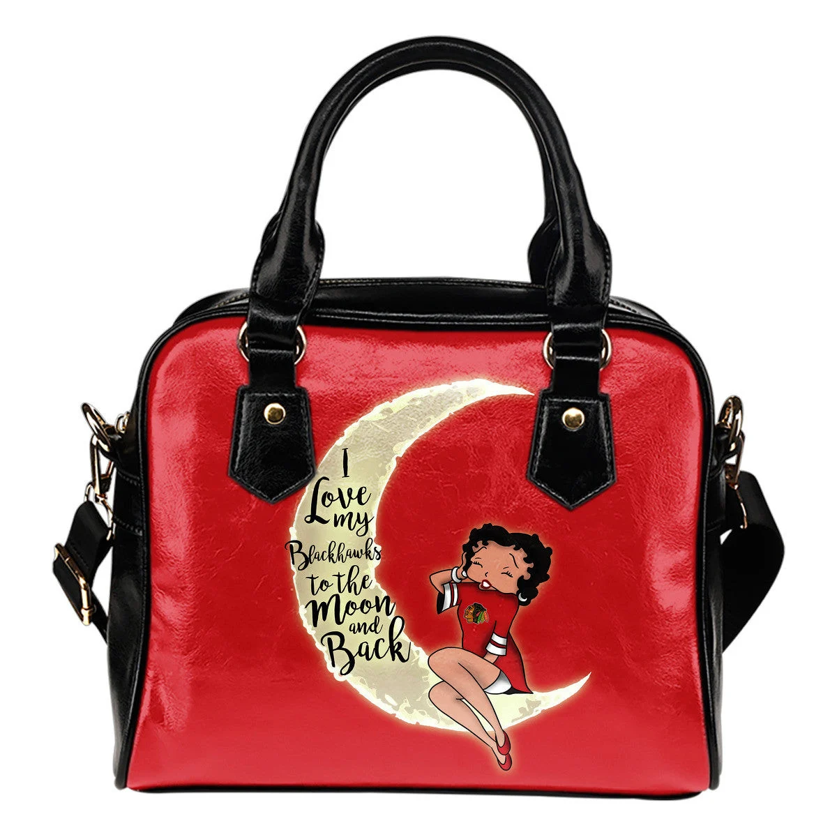 I Love My Chicago Blackhawks To The Moon And Back Shoulder Handbags Women Purse Sb0801