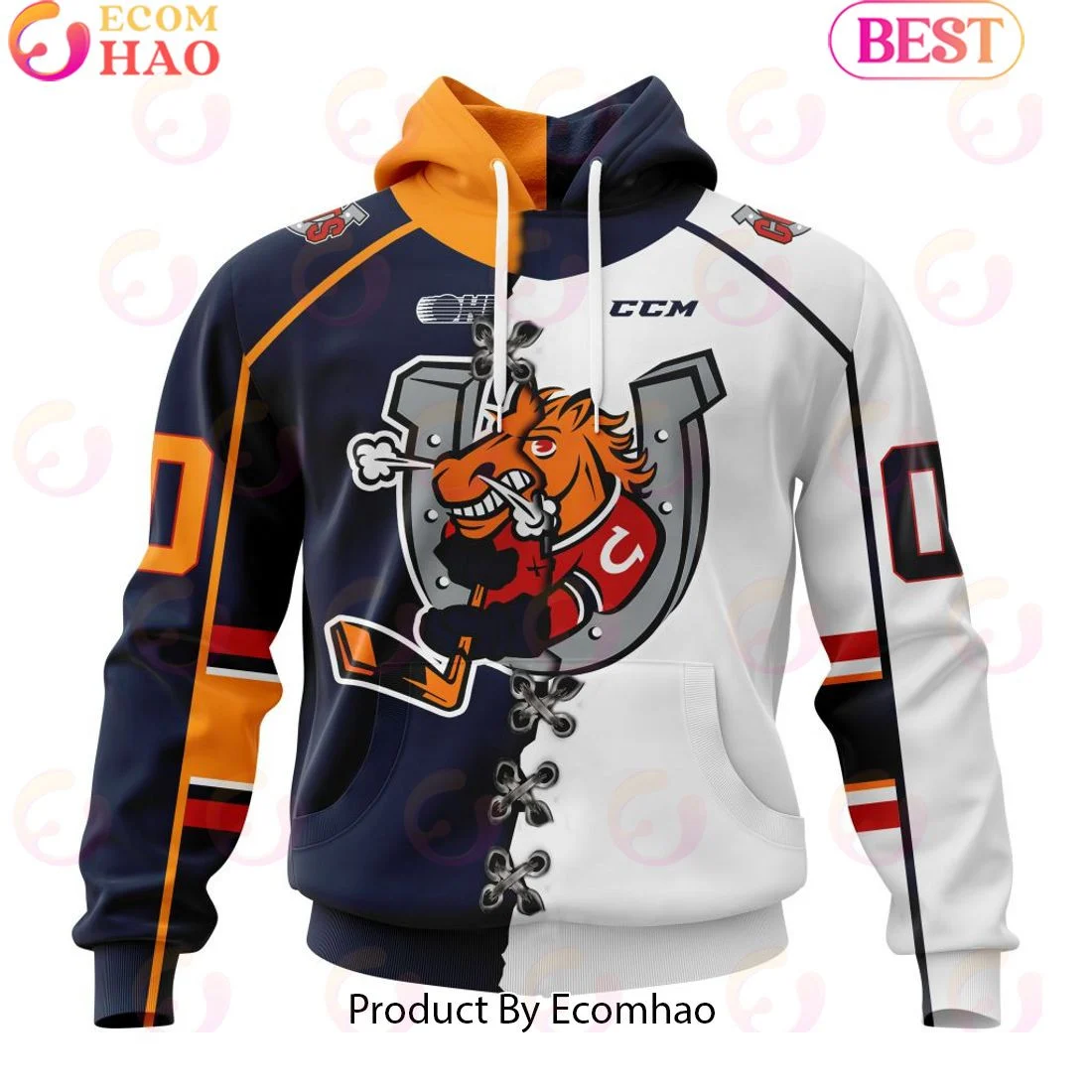 Custom OHL Barrie Colts Mix Home And Away Jersey Personalized Letters Number Hoodie, Zip Hoodie, Man - Women, Warm, Premium Quality HZ0501
