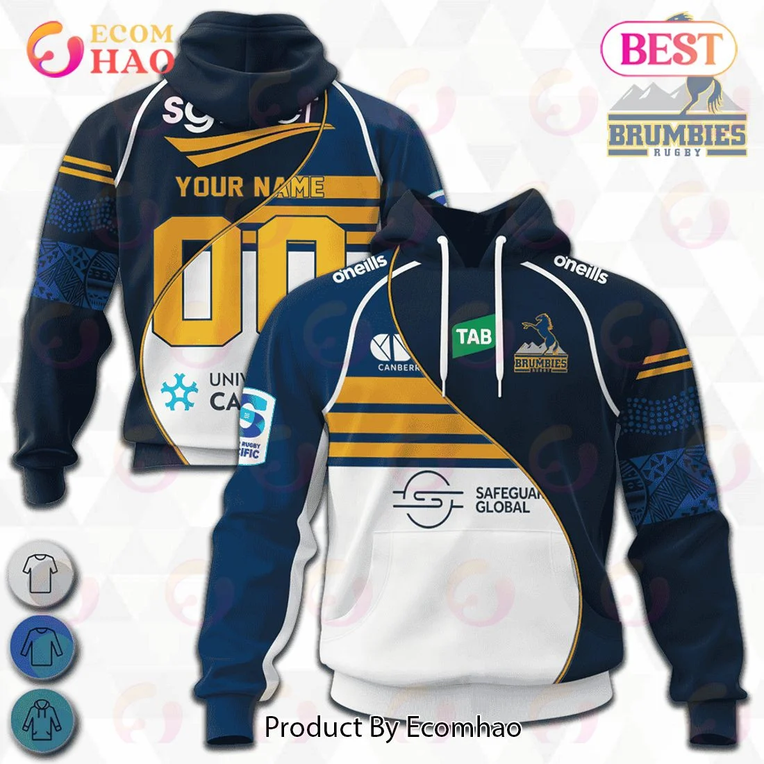 ACT Brumbies Super Rugby Mix Jerseys 2023 Personalized 3D Hoodie, Zip Hoodie, Man - Women, Warm, Premium Quality HZ0501