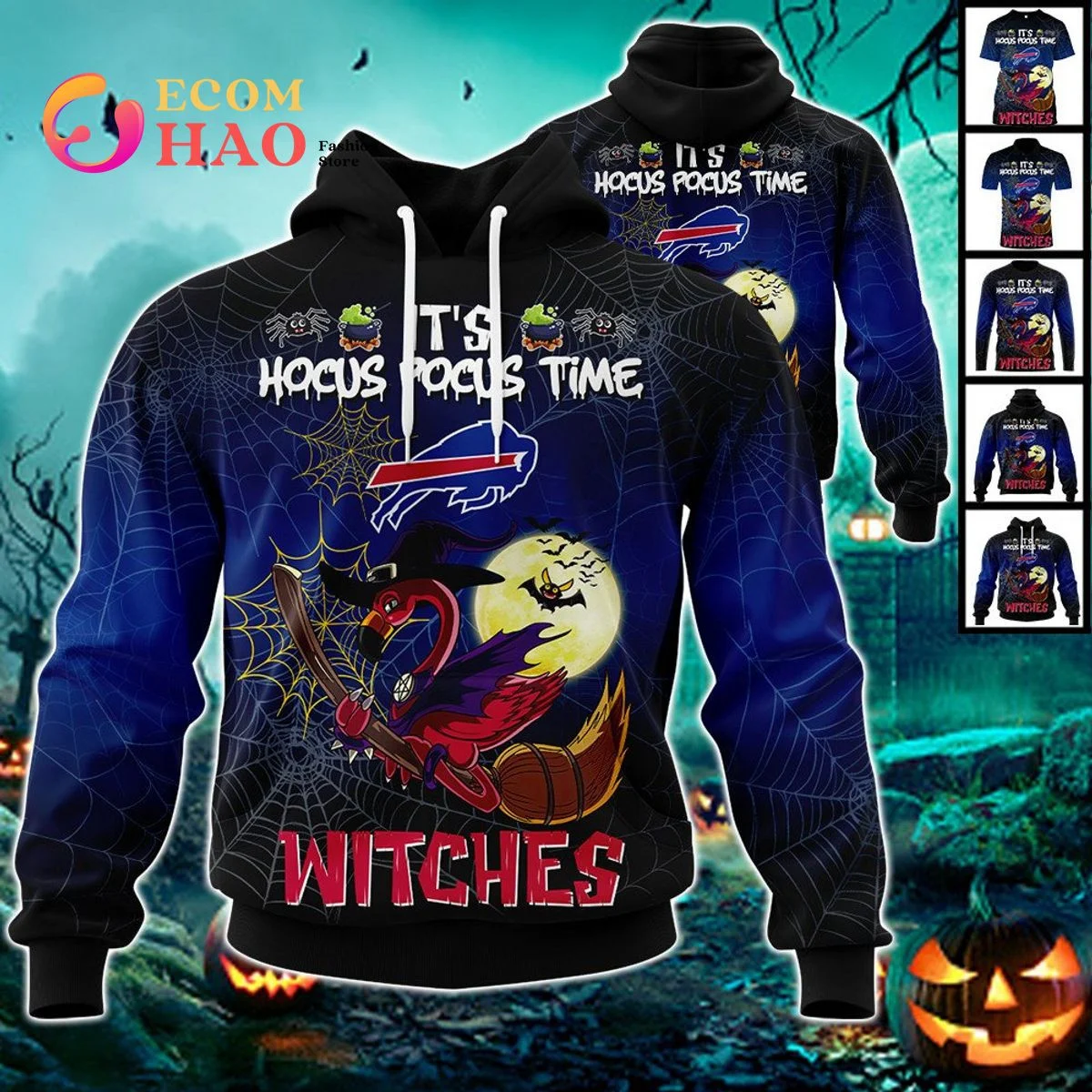 Bills Halloween Jersey Falmingo Witches Hocus Pocus 3D Hoodie, Zip Hoodie, Man - Women, Warm, Premium Quality HZ0501