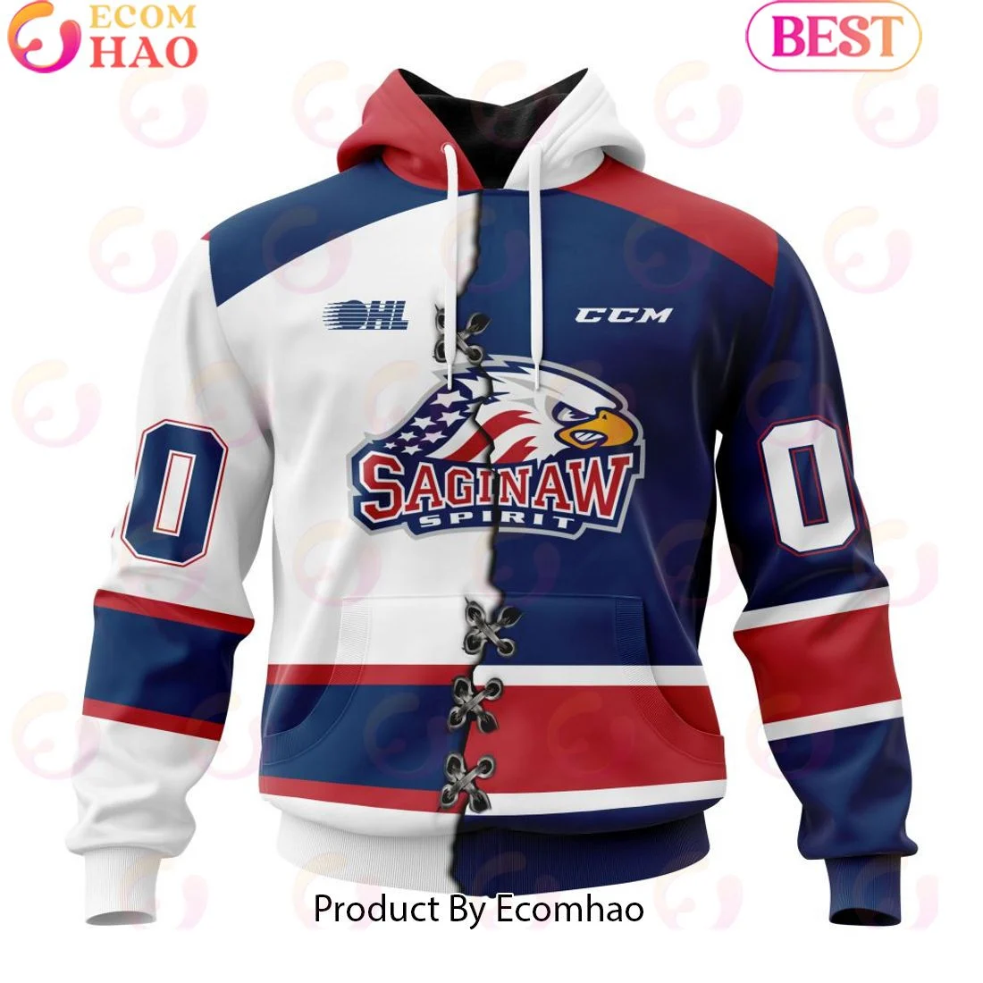 Custom OHL Saginaw Spirit Mix Home And Away Jersey Personalized Letters Number Hoodie, Zip Hoodie, Man - Women, Warm, Premium Quality HZ0501