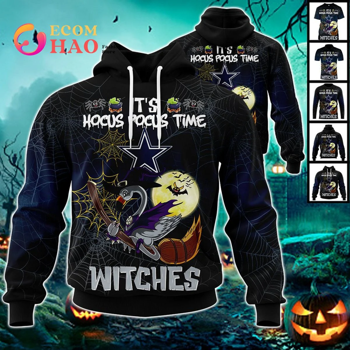 Cowboys Halloween Jersey Falmingo Witches Hocus Pocus 3D Hoodie, Zip Hoodie, Man - Women, Warm, Premium Quality HZ0501