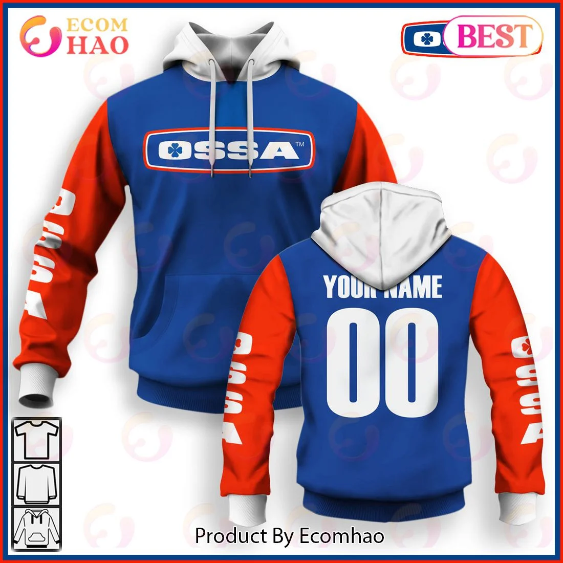 Customize Name Vintage Style Ossa Motocross Jersey MX Enduro AHRMA Motorcycle Dirt Bike 3D Hoodie, Zip Hoodie, Man - Women, Warm, Premium Quality HZ0501