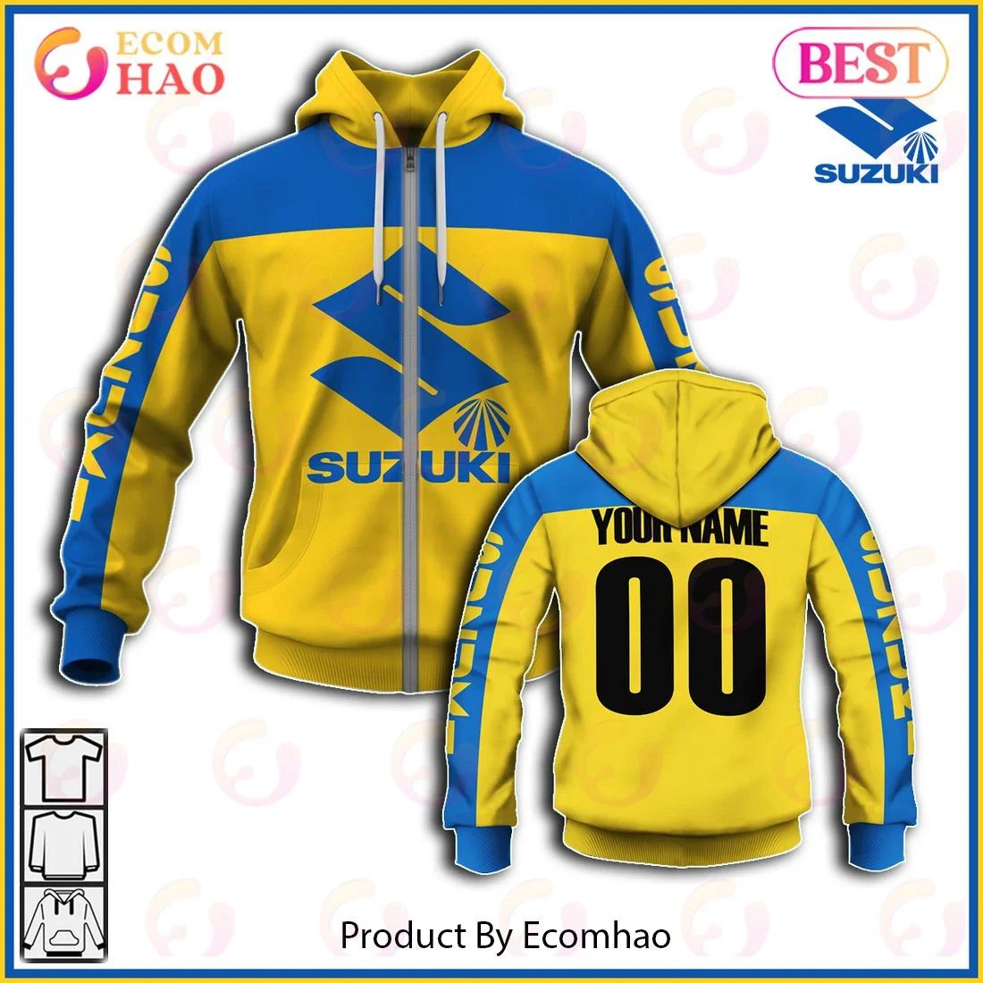 Customize Name Vintage Style Suzuki Motocross Jersey MX Enduro AHRMA Motorcycle Dirt Bike 3D Hoodie, Zip Hoodie, Man - Women, Warm, Premium Quality HZ0501