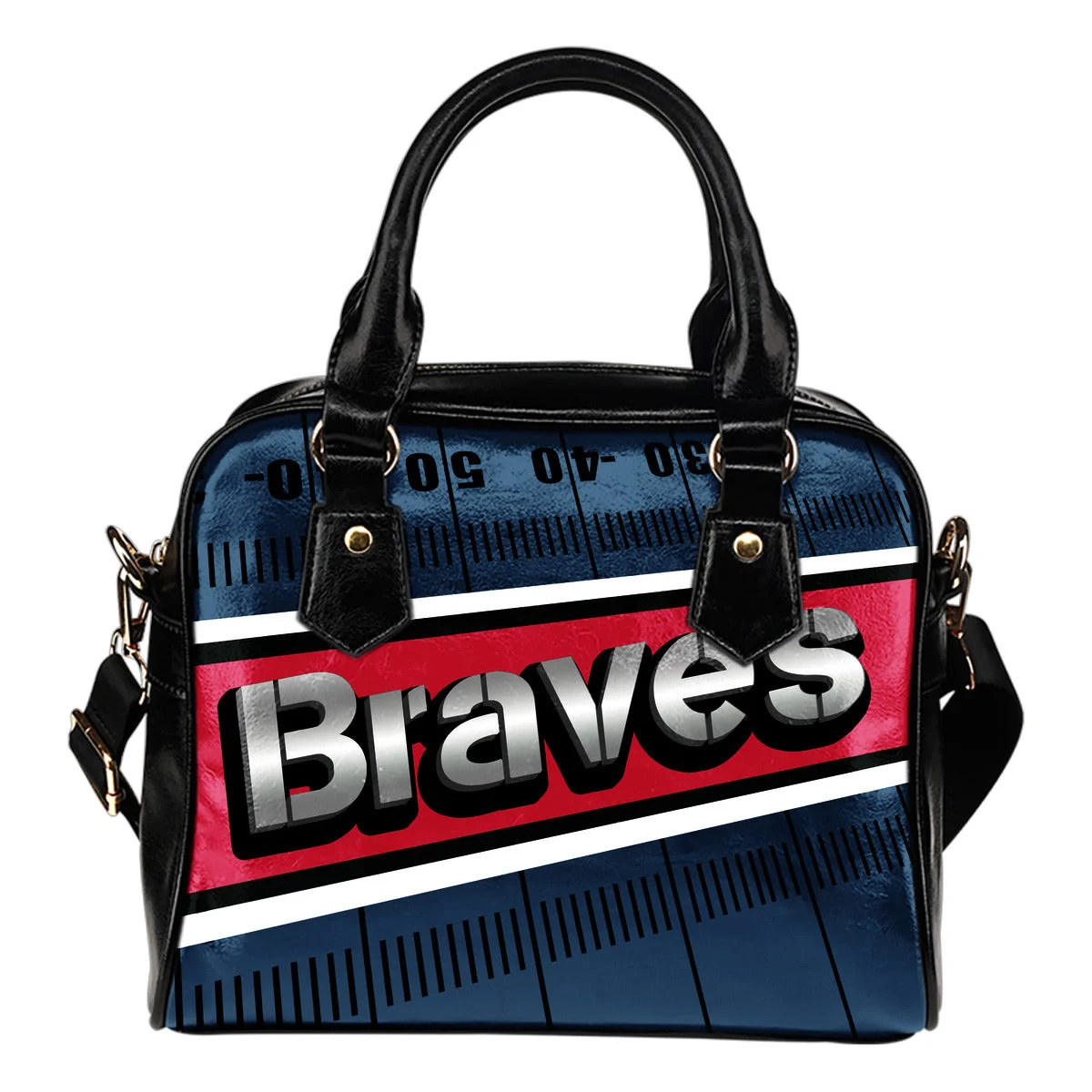 Atlanta Braves Silver Name Colorful Shoulder Handbags Sb0801