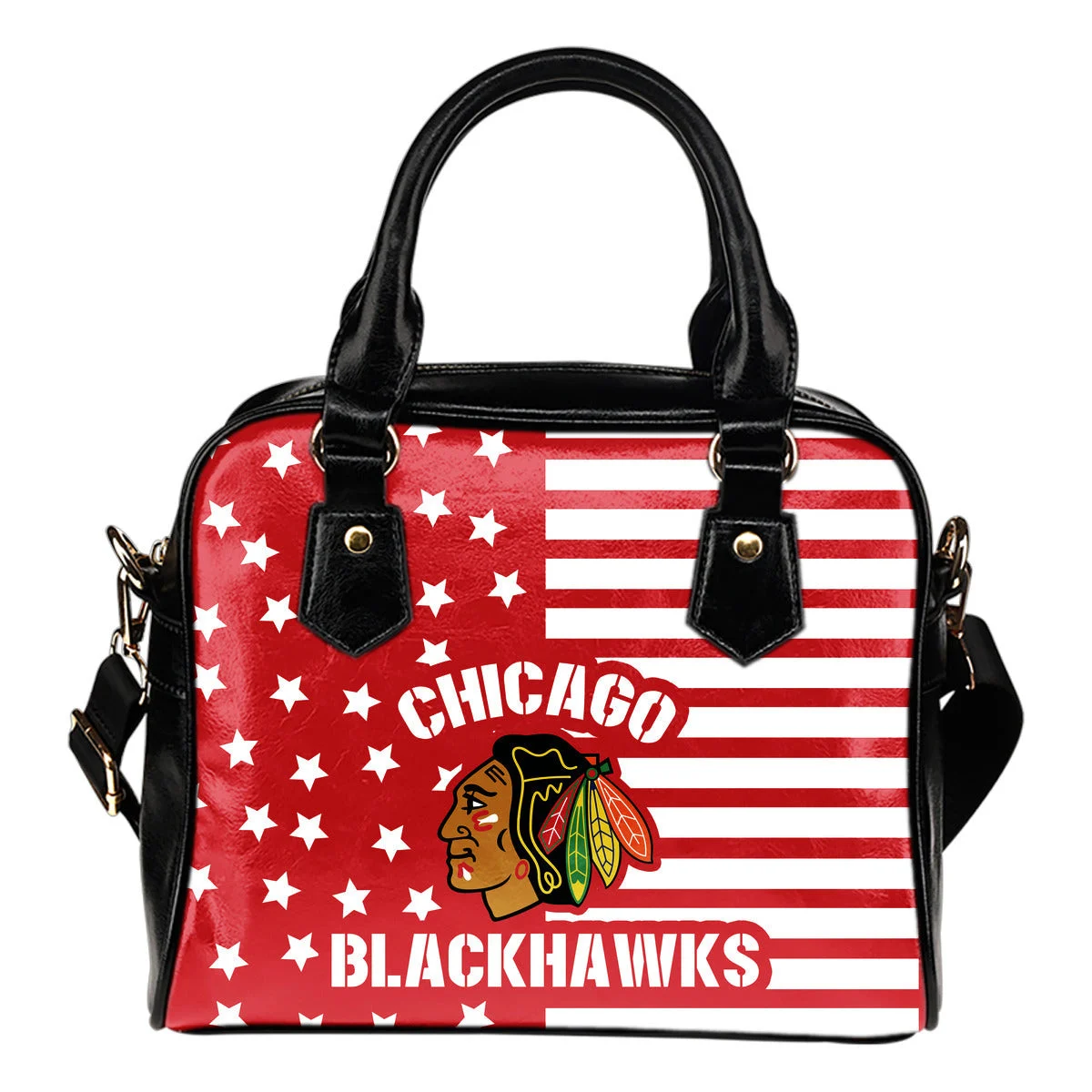 Twinkle Star With Line Chicago Blackhawks Shoulder Handbags Sb0801