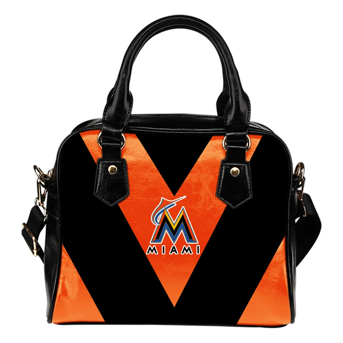 Triangle Double Separate Colour Miami Marlins Shoulder Handbags Sb0801