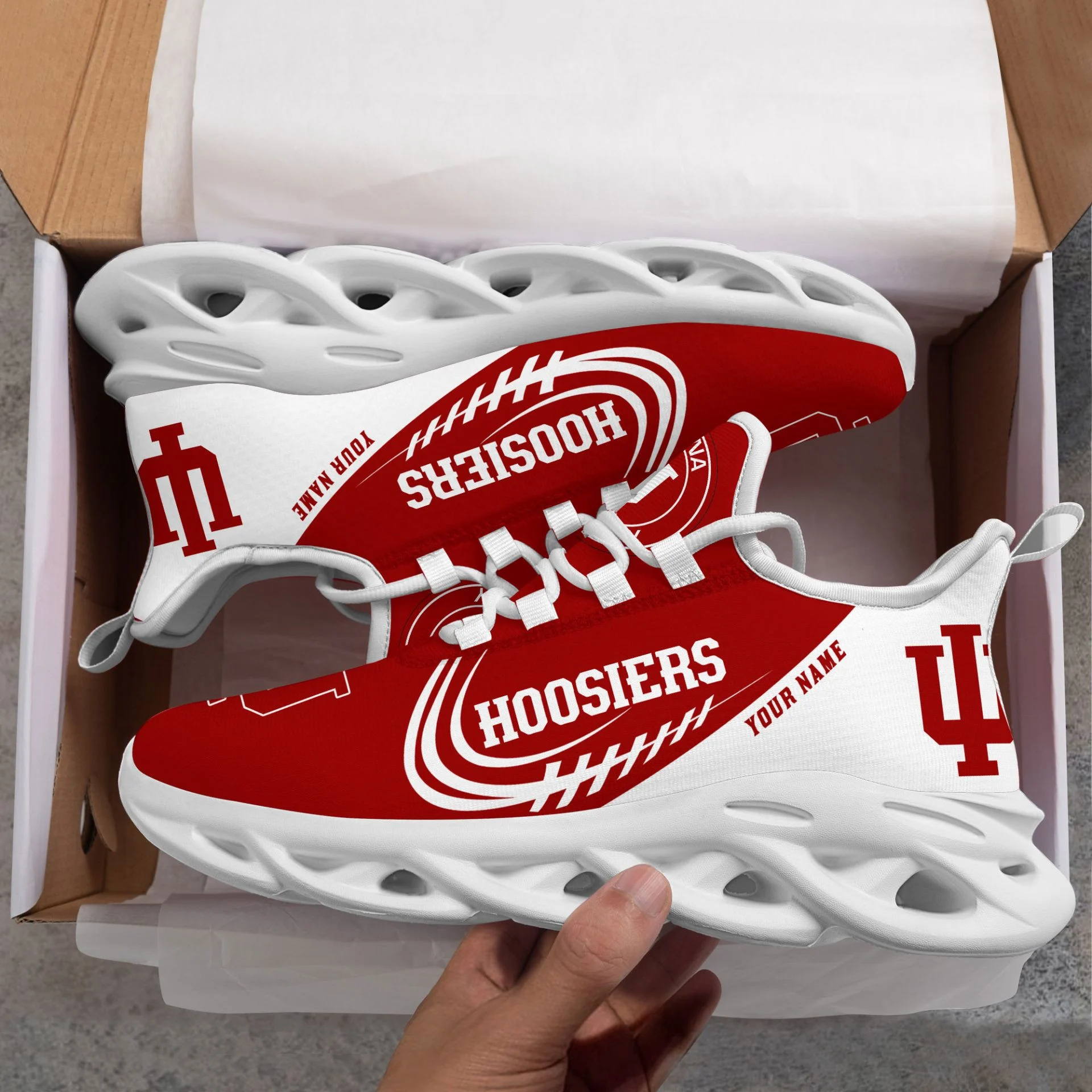 Indiana Hoosiers Custom Name Crimson Max Soul Shoes Sneakers  MS0601