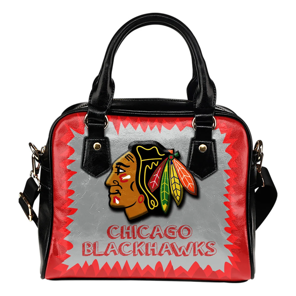Jagged Saws Mouth Creepy Chicago Blackhawks Shoulder Handbags Sb0801