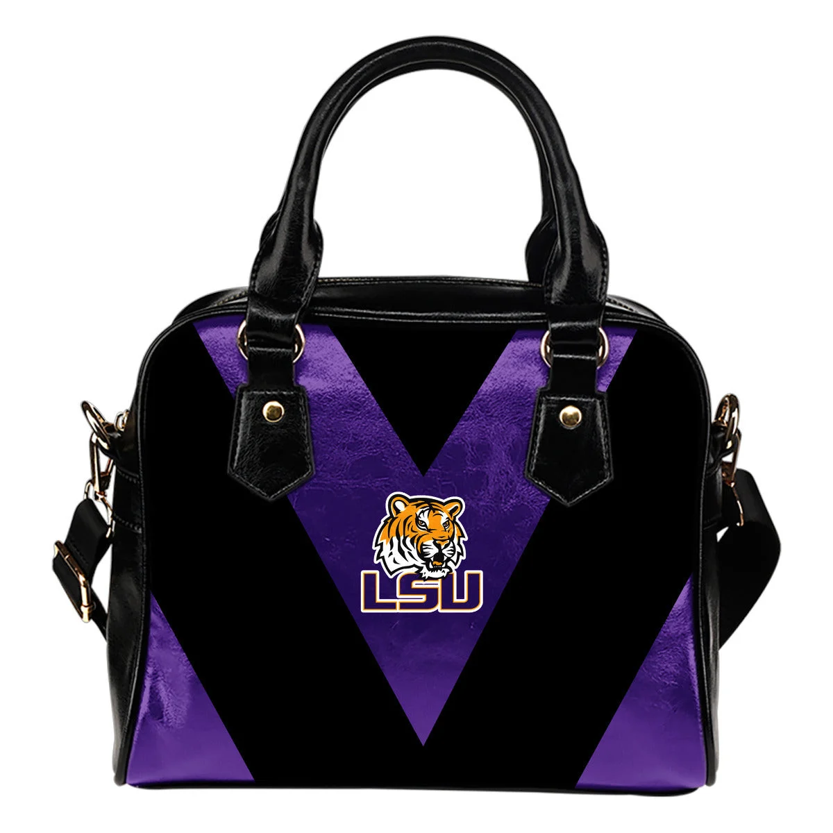Triangle Double Separate Colour LSU Tigers Shoulder Handbags Sb0801