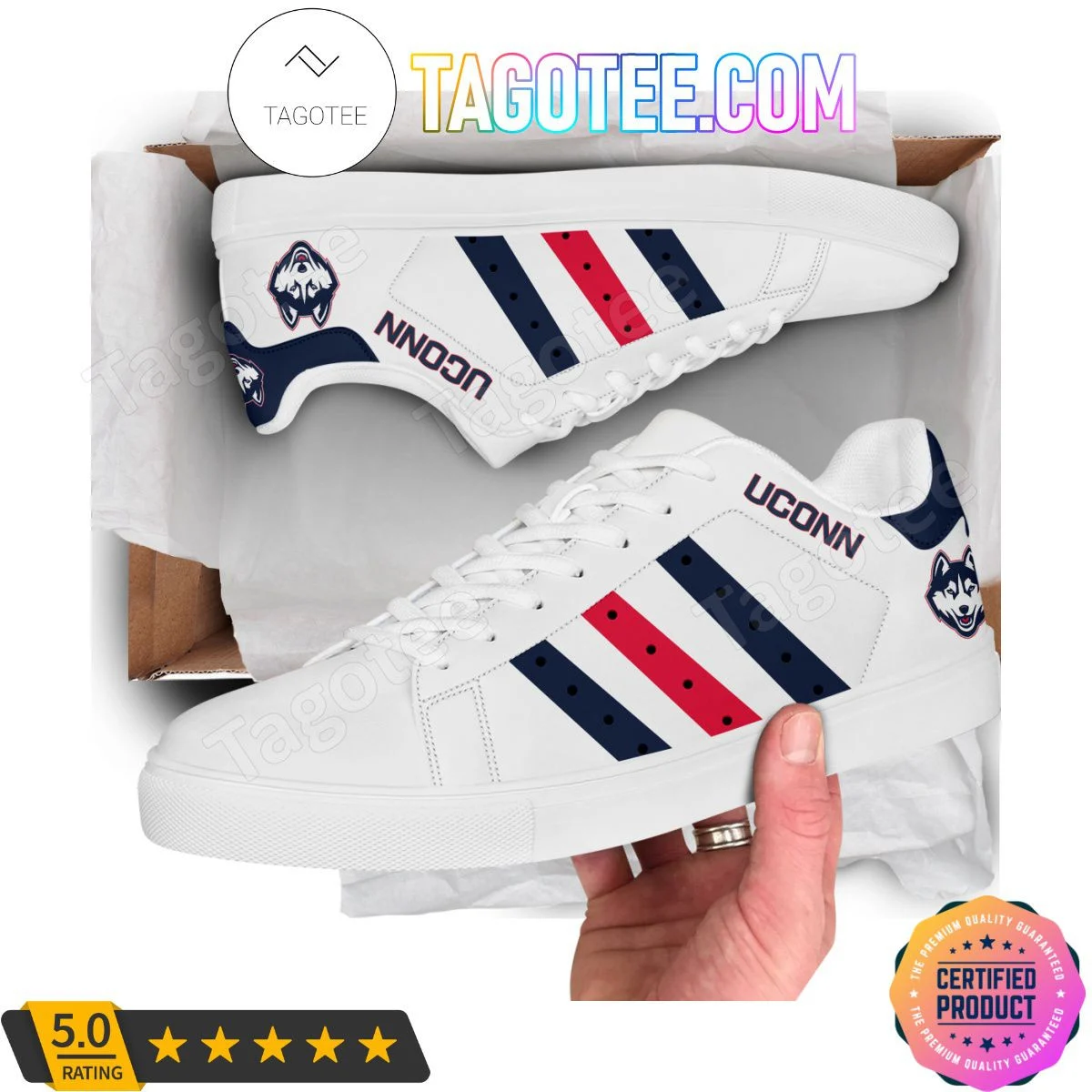 NCAA UConn Huskies White Stan Smith Shoes , Trendy Style Sneakers ST0801