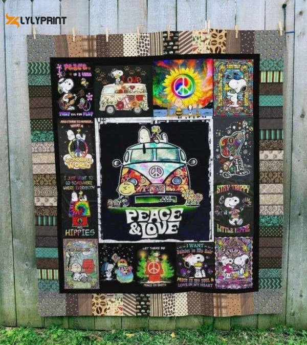 Snoopy ,snoopy And Charlie Brown The Peanuts Hippie Cartoon Quilt Blanket For Fans Home Decor Gift 1597 ,  Soft Quilt, King Size, All Season Cozy Quilt QB0901