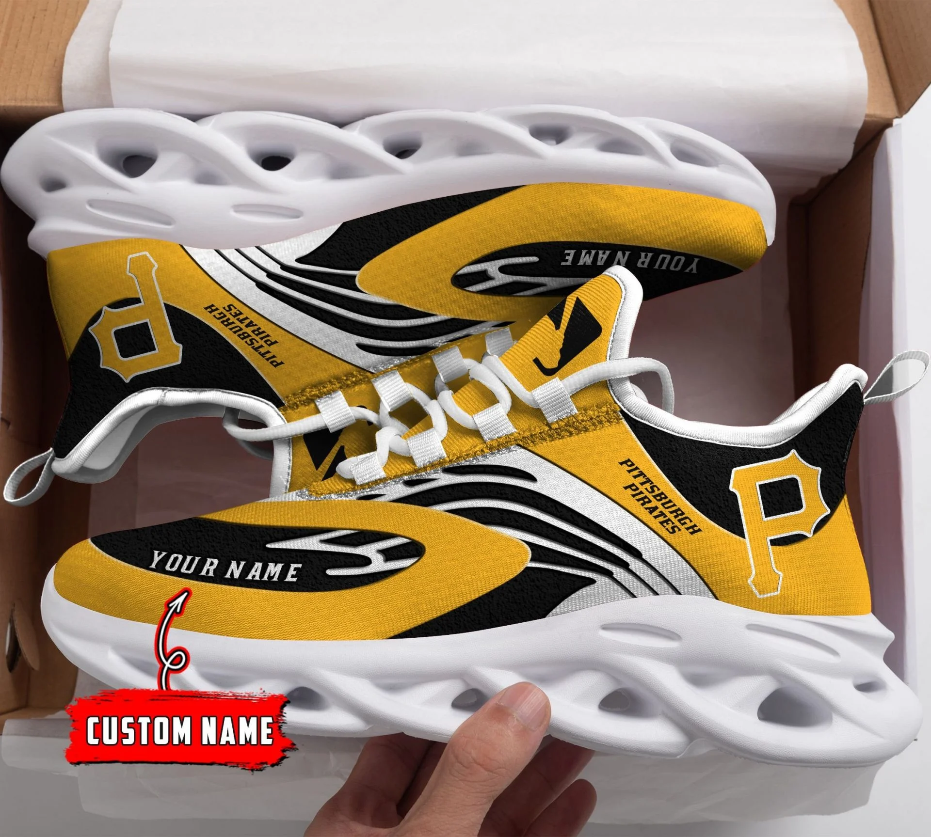 Custom MLB Pittsburgh Pirates Custom Name Max Soul Shoes V6 Men Women MS0601