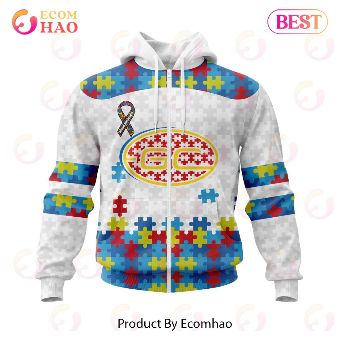 AFL Gold Coast Football Club Autism Awareness Personalized Name & Number 3D Hoodie, Zip Hoodie, Man - Women, Warm, Premium Quality HZ0501