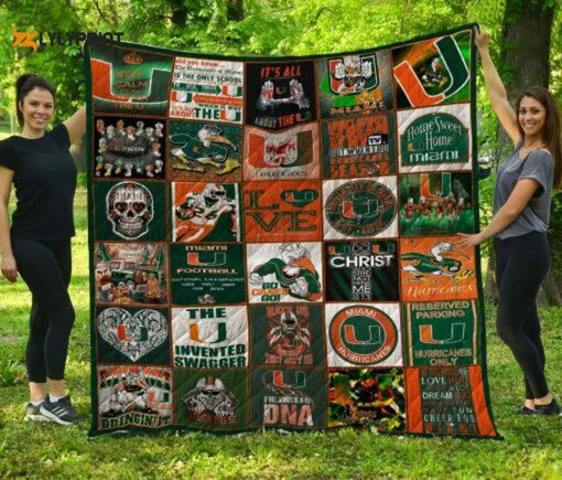 Miami Hurricanes 1 Quilt Blanket For Fans Home Decor Gift , Soft Quilt, King Size, All Season Cozy Quilt QB0901