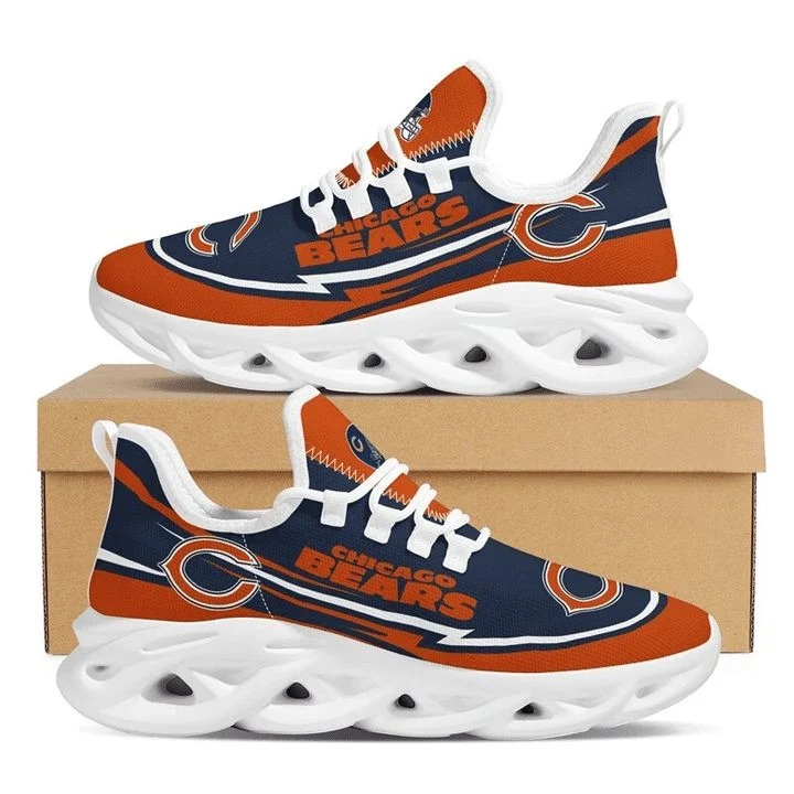 NFL Chicago Bears Orange Dark Blue White Curve Max Soul Shoes for Women and Men MS0601