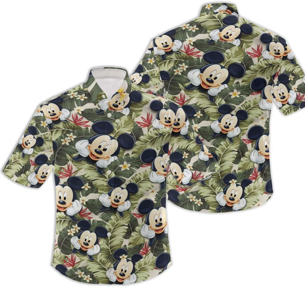 Cute Mickey Mouse Floral Hawaiian Shirts HW0601