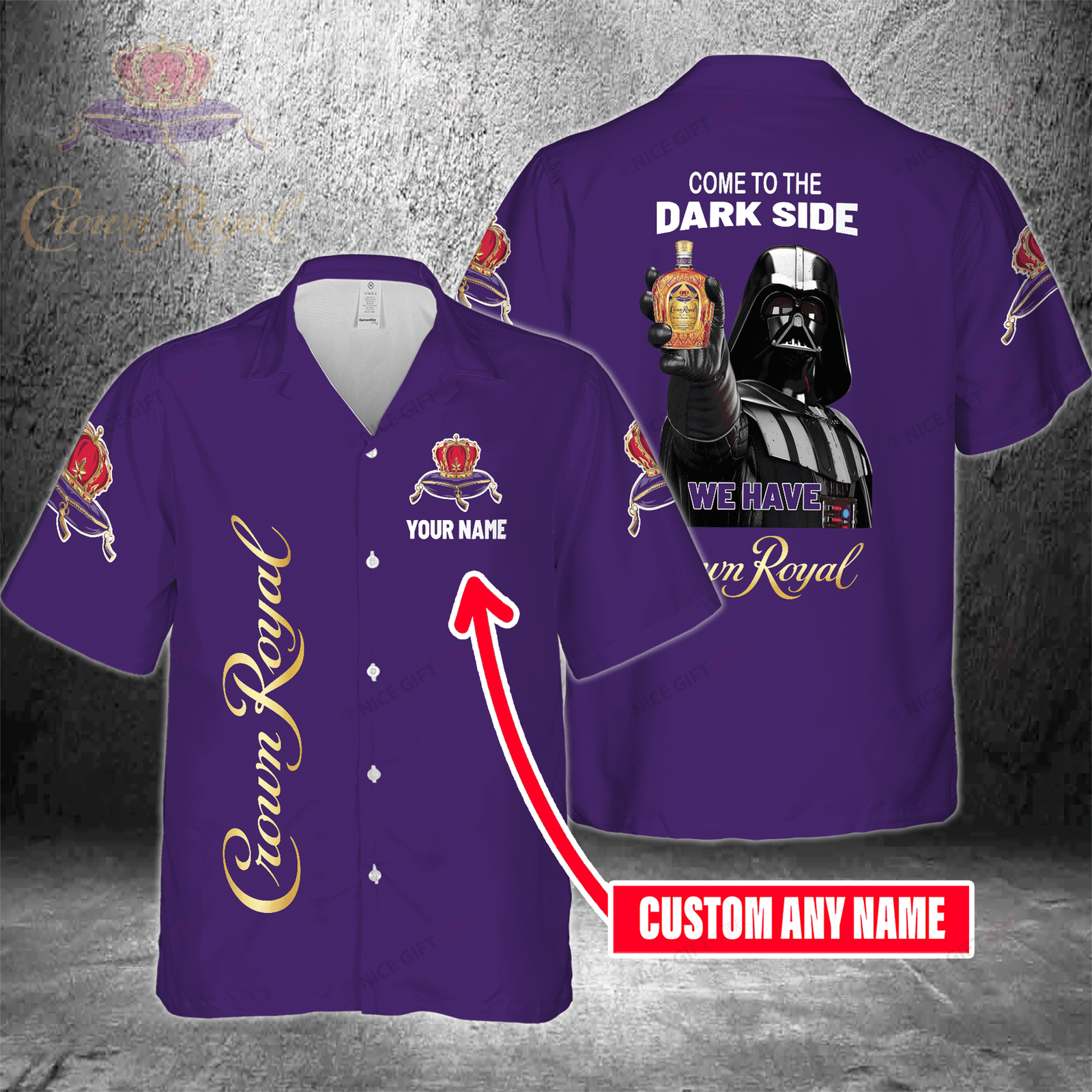 Come To The Dark Side We Have Crown Royal Custom Name Hawaiian Shirt For Men And Women HW0601