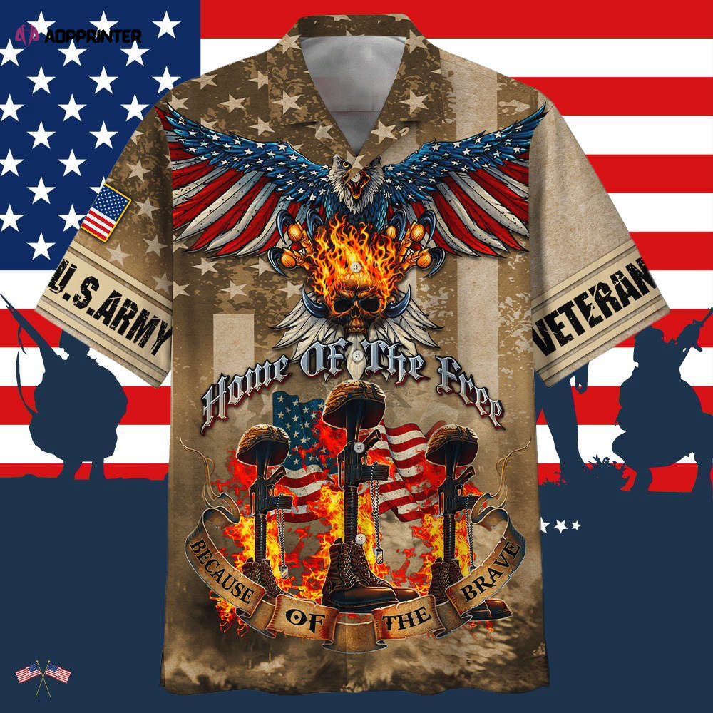 Army Home Of The Free Because Of The Brave Skull Hawaiian Shirt HW0601