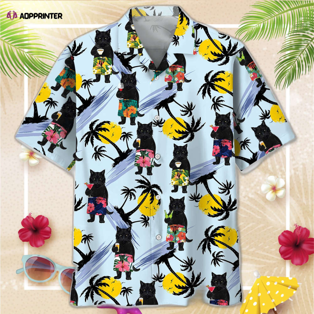 Black Cat Summer Hawaiian Shirt, Gift For Men Women HW0601