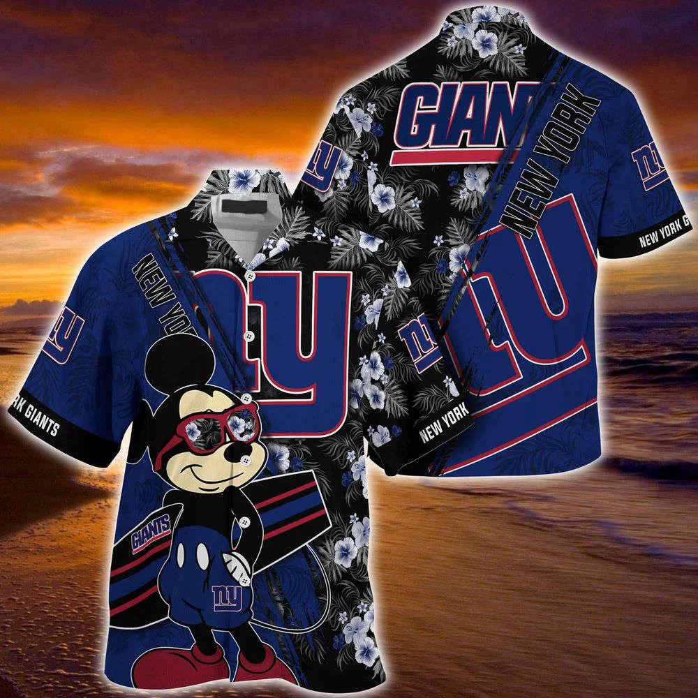 New York Giants NFL-Summer Hawaii Shirt Mickey And Floral Pattern For Sports Fans HW0601