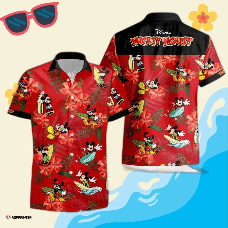 Red Mickey Mouse Costume Disney 3D Summer Hawaiian Shirt HW0601