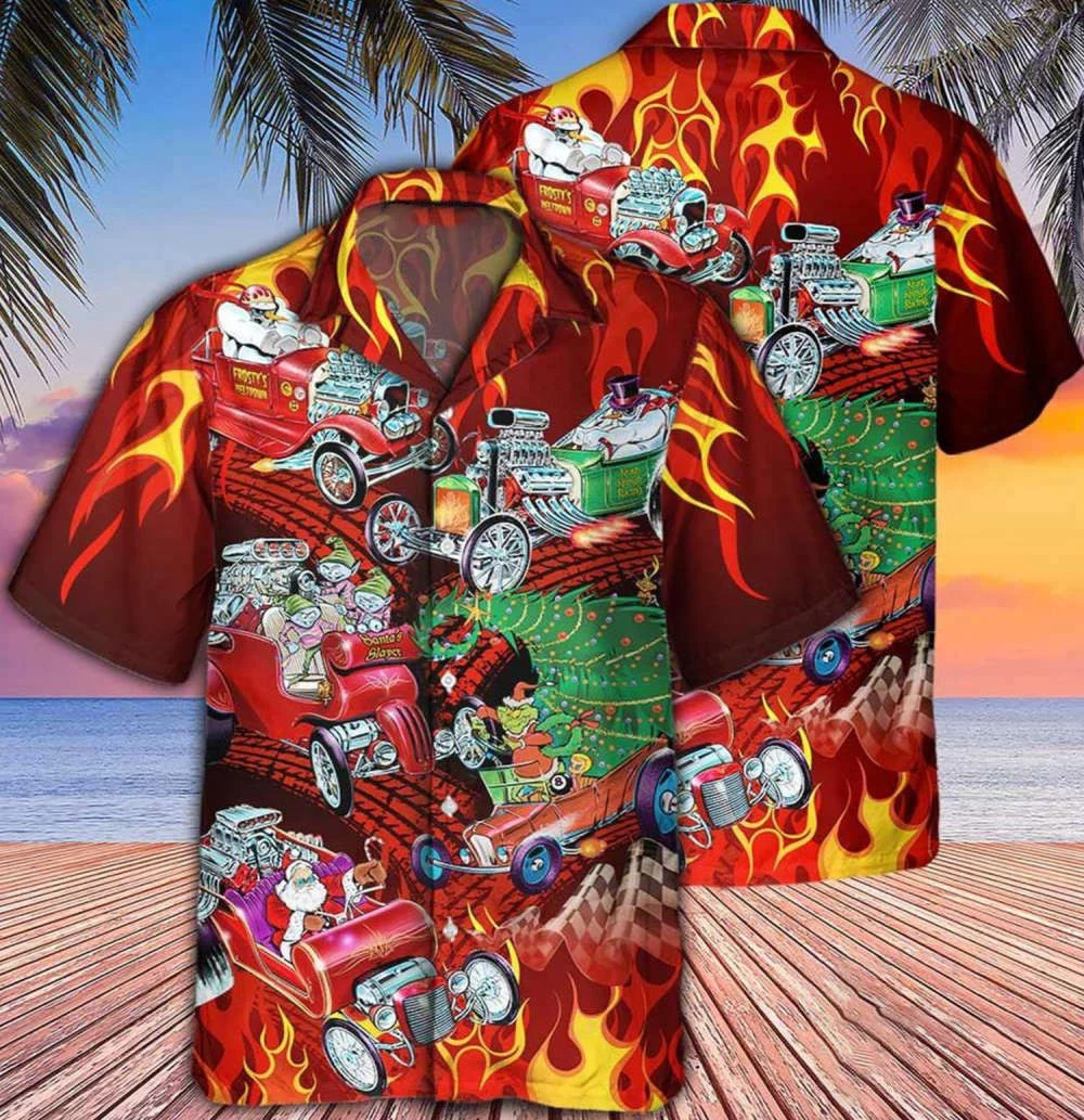 Hot Rod Santa Christmas Hawaiian Aloha Shirts – Best Holiday Attire HW0601
