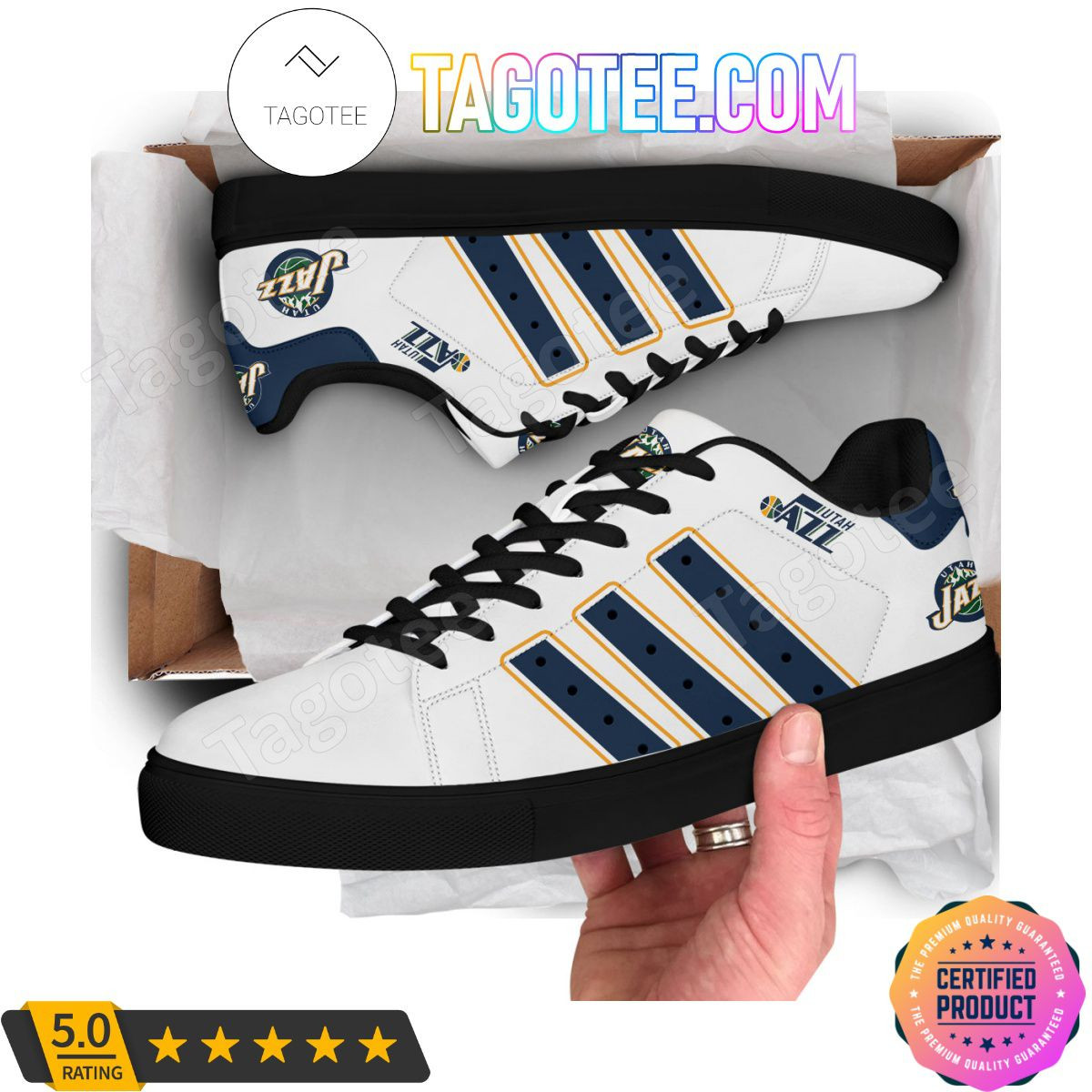 NBA Utah Jazz White Navy Stan Smith Shoes , Trendy Style Sneakers ST0801