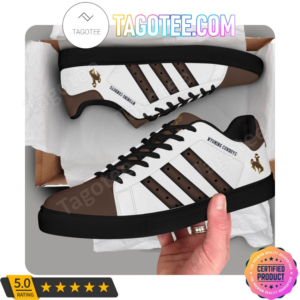 NCAA Wyoming Cowboys White Brown Stan Smith Shoes , Trendy Style Sneakers ST0801
