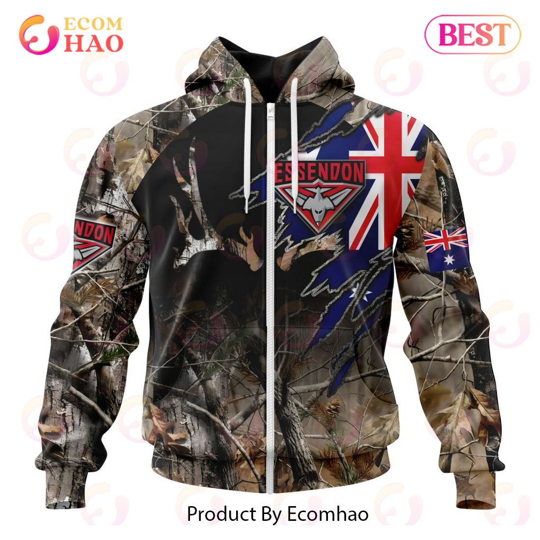 AFL Essendon Football Club Special Camo Realtree Hunting 3D Hoodie, Zip Hoodie, Man - Women, Warm, Premium Quality HZ0501