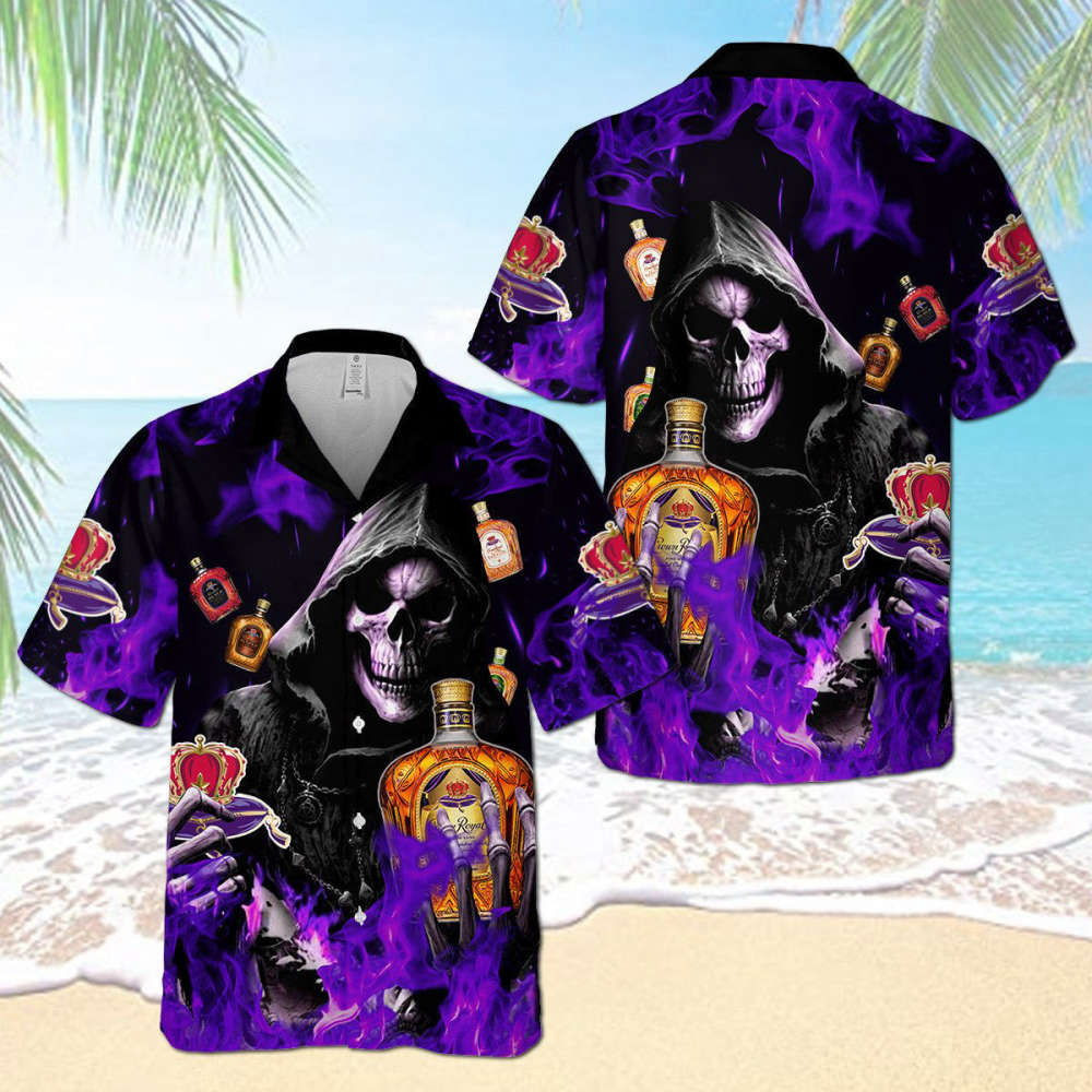 Crown Royal Flame Smiling Death Hawaiian Shirt HW0601