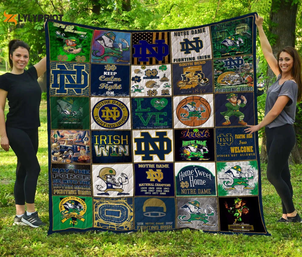 Notre Dame Fighting Irish 1 Quilt Blanket For Fans Home Decor Gift , Soft Quilt, King Size, All Season Cozy Quilt QB0901