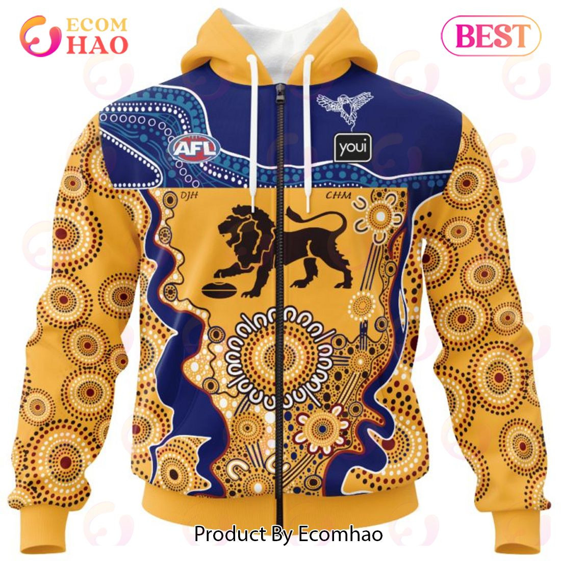 AFL Brisbane Lions Special Indigenous Design 3D Hoodie, Zip Hoodie, Man - Women, Warm, Premium Quality HZ0501