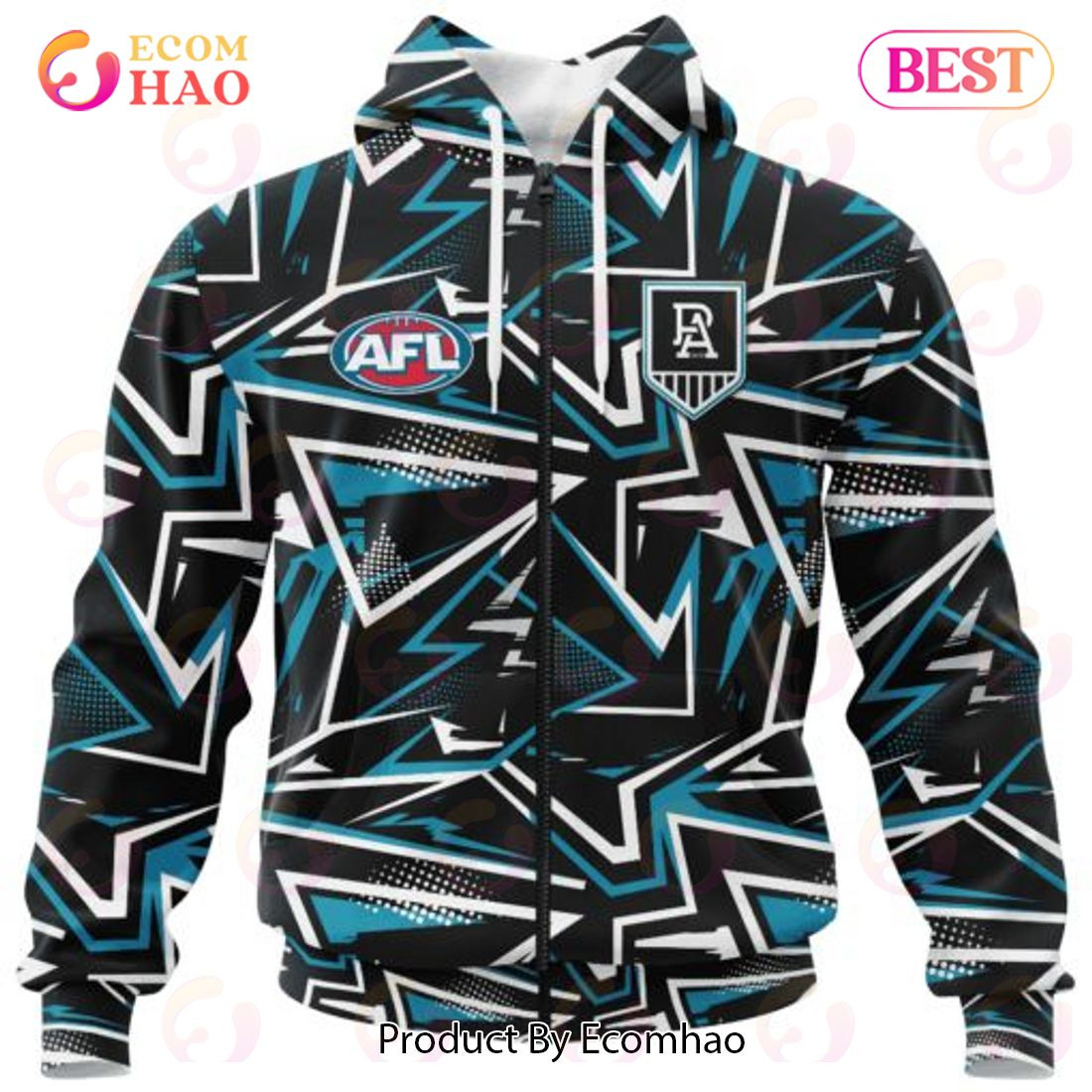 AFL Port Adelaide Football Club Special Abstract Design Hoodie, Zip Hoodie, Man - Women, Warm, Premium Quality HZ0501