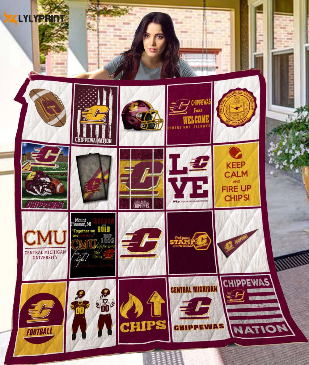 Central Michigan 4Quilt Blanket For Fans Home Decor Gift ,  Soft Quilt, King Size, All Season Cozy Quilt QB0901