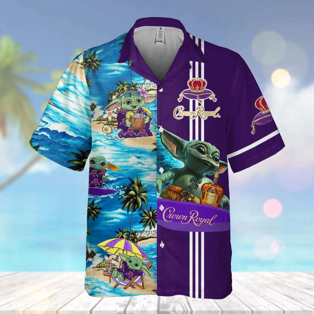 Star Wars Baby Yoda Surfing Crown Royal Hawaiian Shirt HW0601