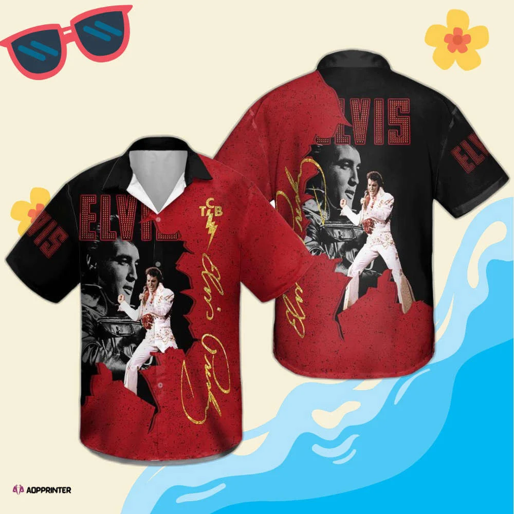 3D Elvis Presley Unisex Hawaiian Shirt Hot Summer Red 01 HW0601