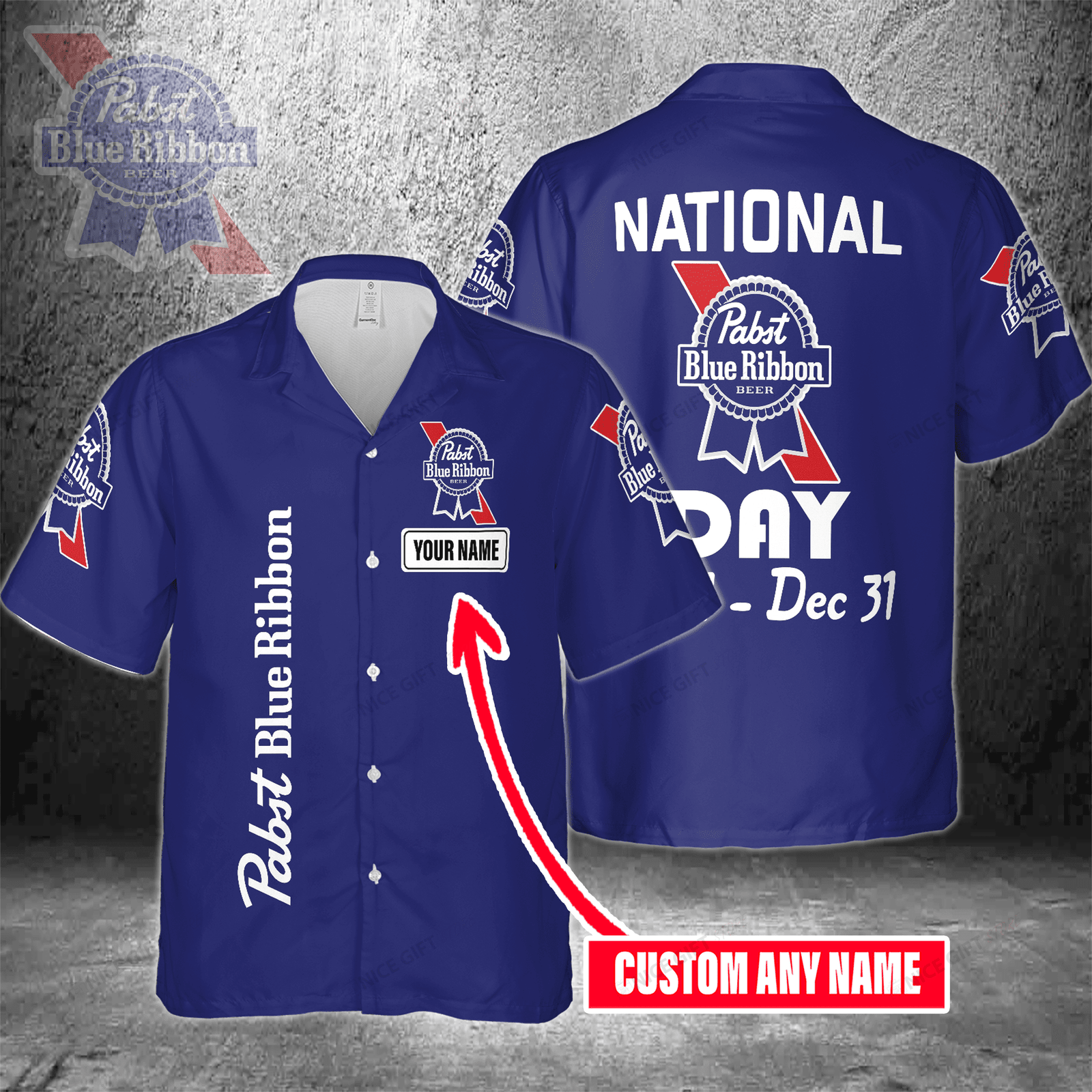 National Pabst Blue Ribbon Day Jan 1 – Dec 31 Custom Name Hawaiian Shirt For Men And Women HW0601