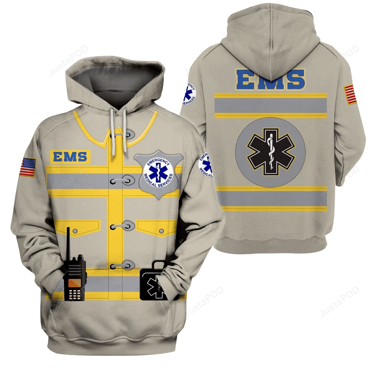 Ems 3D All Over Printed Hoodie, Zip- Up Hoodie HZ0501