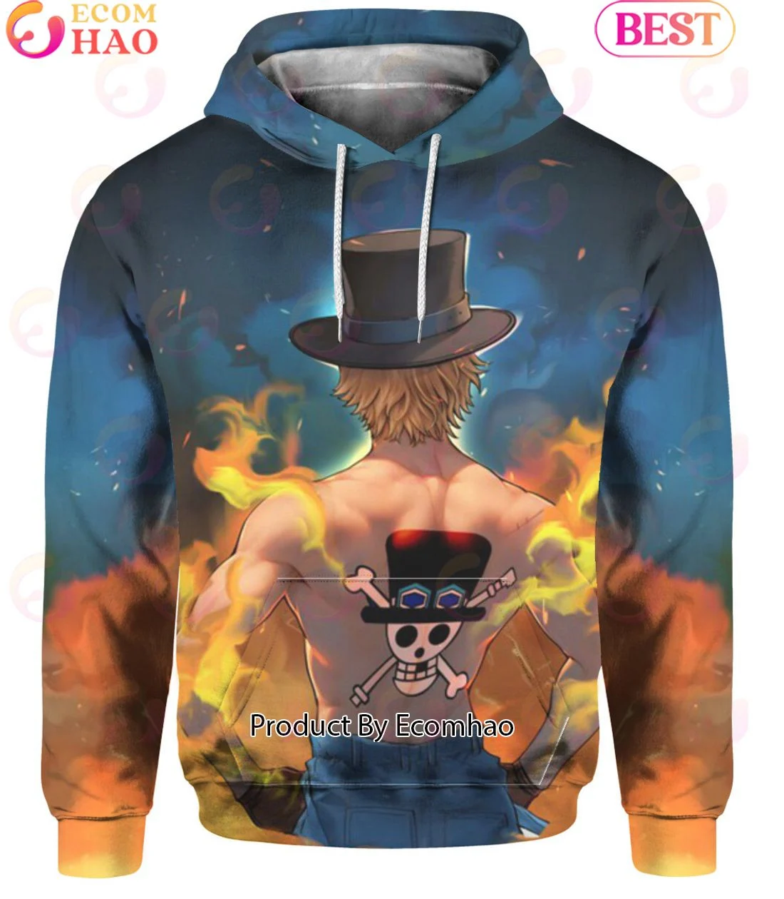 Anime One Piece Sabo's Flame Luffy Hoodie, Zip Hoodie, Man - Women, Warm, Premium Quality HZ0501